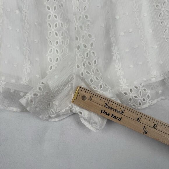 Express Romper Womens Large White Eyelet Ruffle Coquette Cottagecore Soft Girl - Picture 15 of 15